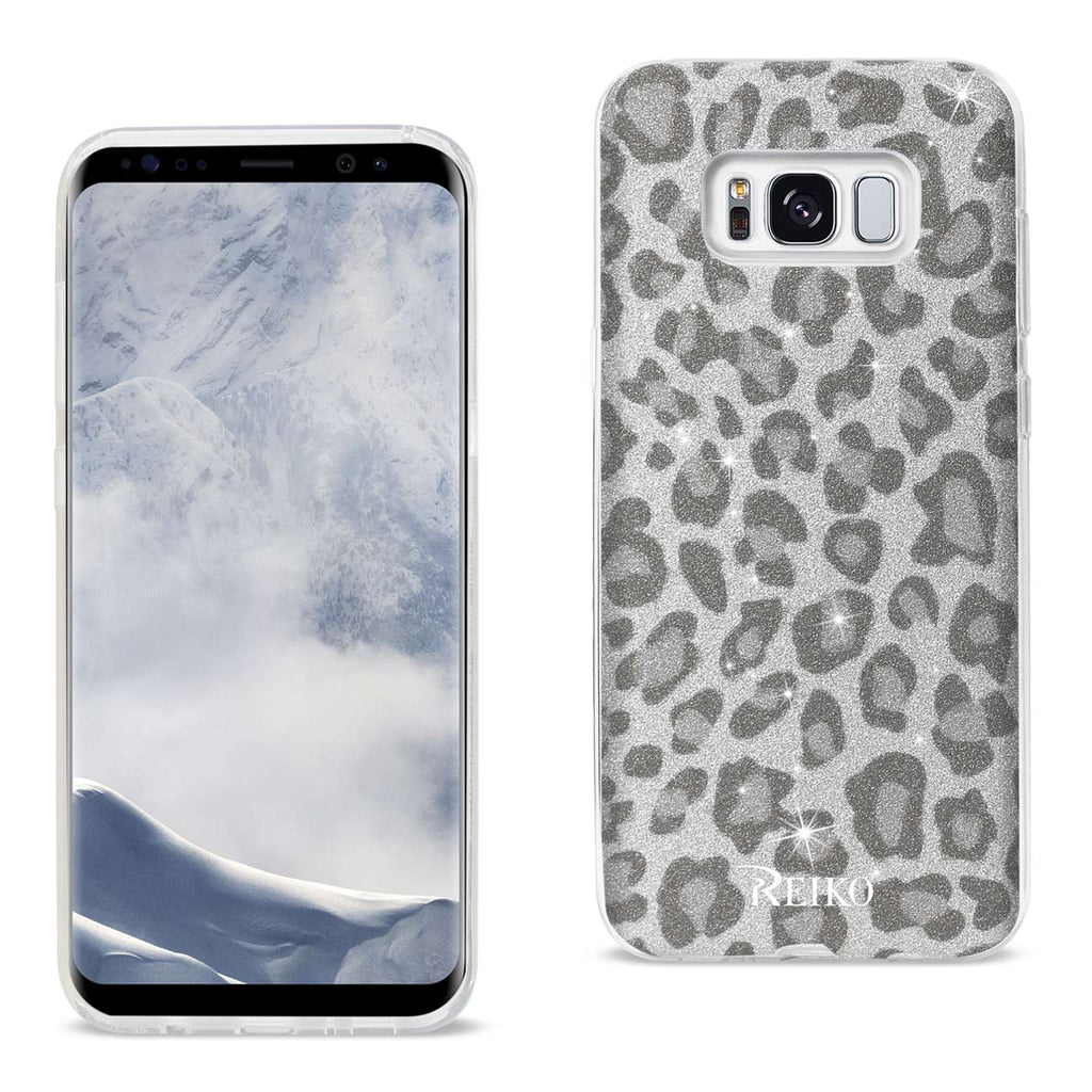 Reiko Samsung Galaxy S8 Edge /S8+/ S8 Plus Shine Glitter Shimmer Leopard Hybrid Case in Silver