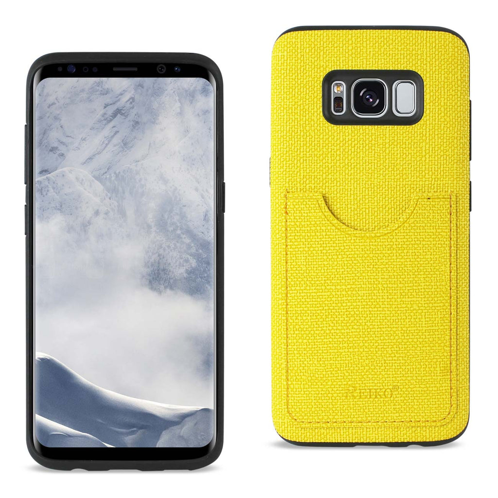 Reiko Samsung Galaxy S8 Edge /S8+/ S8 Plus Anti-Slip Texture Protector Cover with Card Slot in Yellow