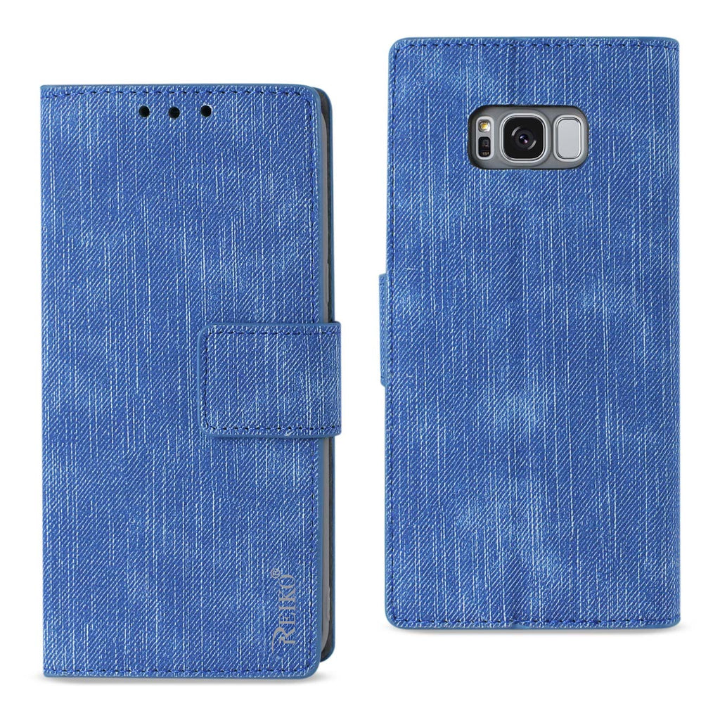 Reiko Samsung S8 Edge/ S8 Plus Denim Wallet Case with Gummy Inner Shell & Kickstand Function in Navy