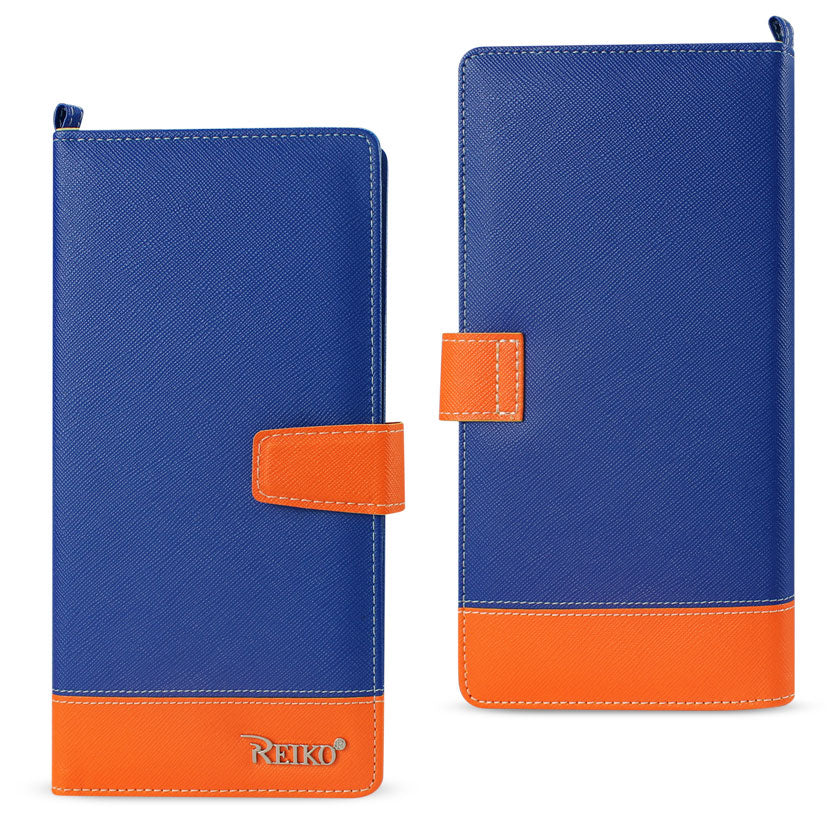 Reiko iPhone 6/ 6S Two Tone Super Wallet Case with Multiple Card Slots in Orange Navy