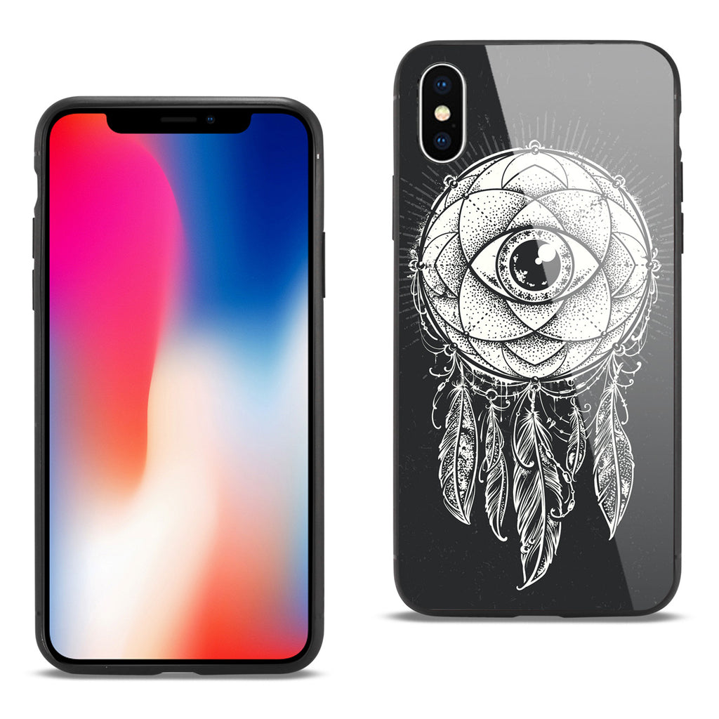 Reiko iPhone X / iPhone XS Hard Glass Design TPU Case with Dreamcatcher Design in Black | MaxStrata