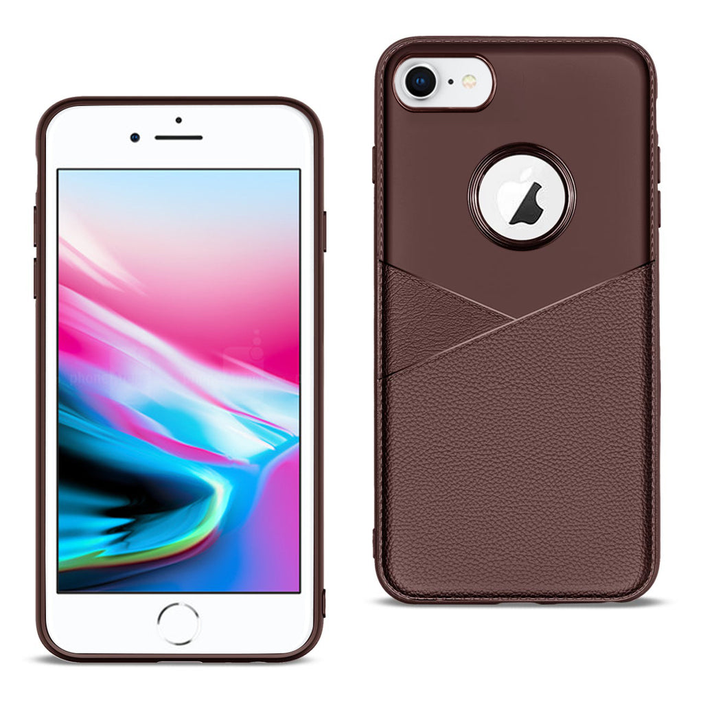 Reiko iPhone 7/8/SE2 TPU Leather Feel Case Leather Fit Flexible Slim Premium Case in Brown