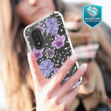 Reiko Pressed Dried Flower Design Phone Case for Samsung Galaxy A01 in Purple