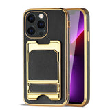 Reiko iPhone 13 Pro Leather Case with Card Holder in Black