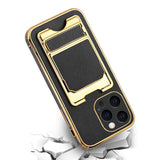 Reiko iPhone 13 Pro Leather Case with Card Holder in Black