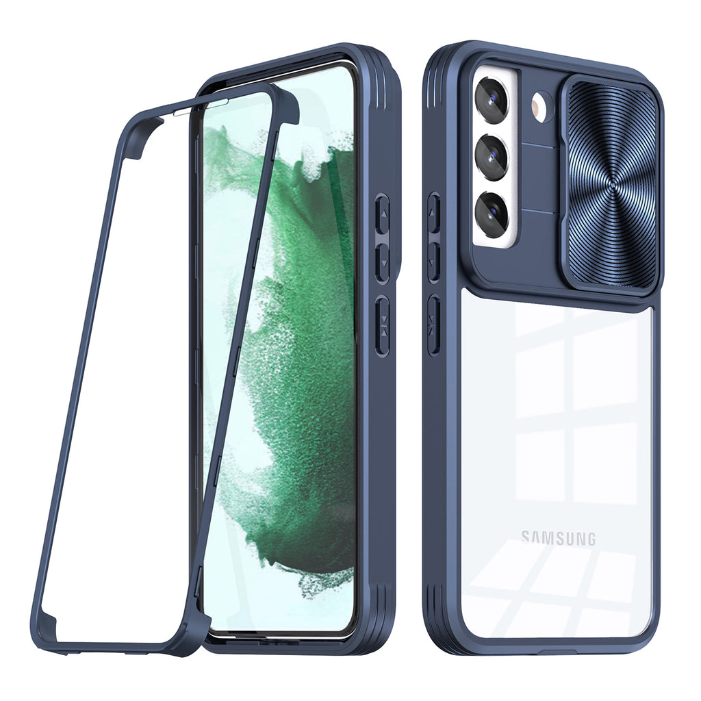 Reiko Full Protection with Phone Protective Film Slide Camera Lens Phone Case for Samsung Galaxy S 22 in Navy