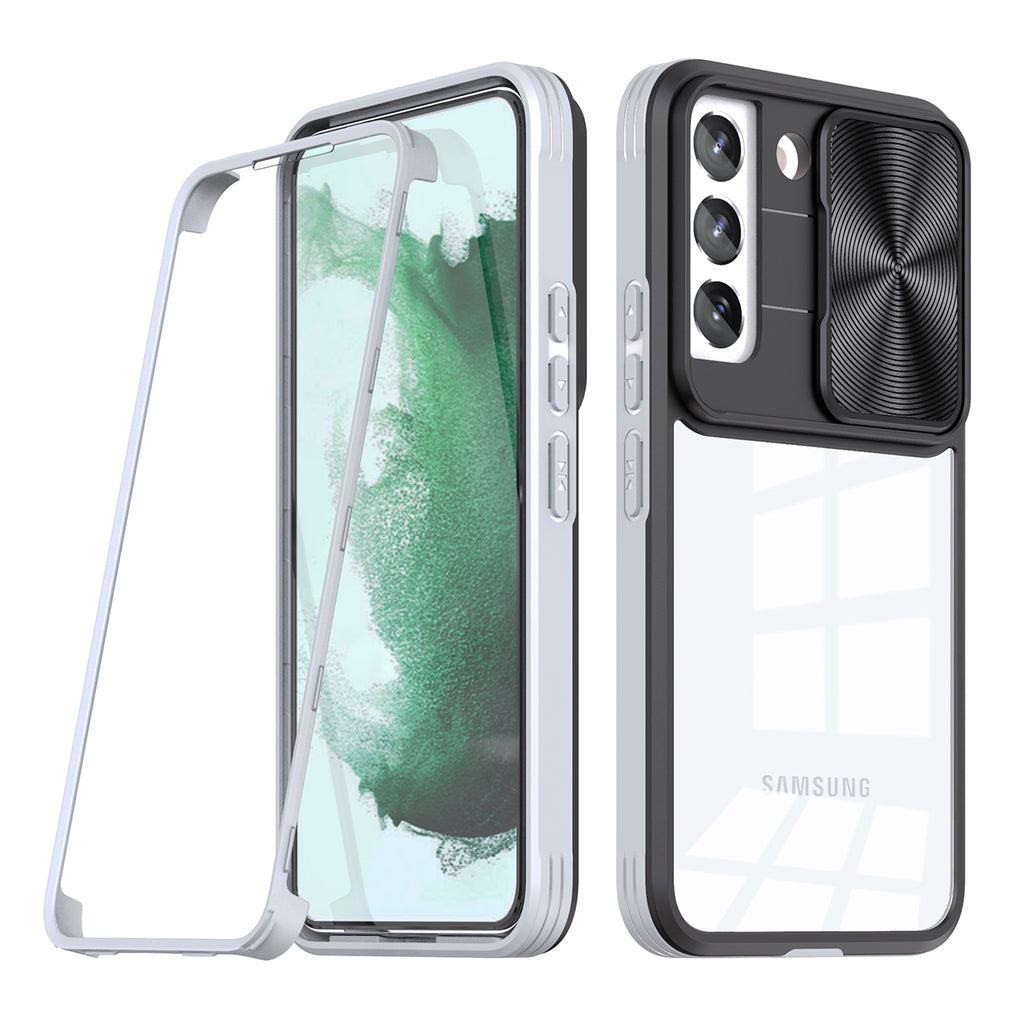 Reiko Full Protection with Phone Protective Film Slide Camera Lens Phone Case for Samsung Galaxy S 22 Plus in Gray