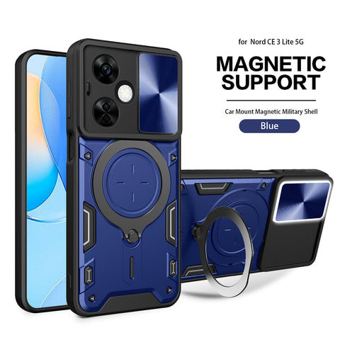 Reiko TPU PC Shockproof Magnetic Phone Case with Free Adjustment Ring Holder for  _X000d_
 Oneplus Nord N30 5G in Blue | MaxStrata