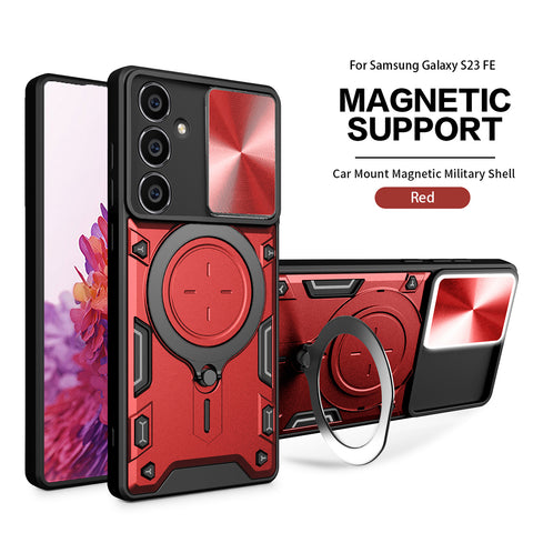 Reiko TPU PC Shockproof Magnetic Phone Case for Samsung Galaxy S23 Fe in Red | MaxStrata