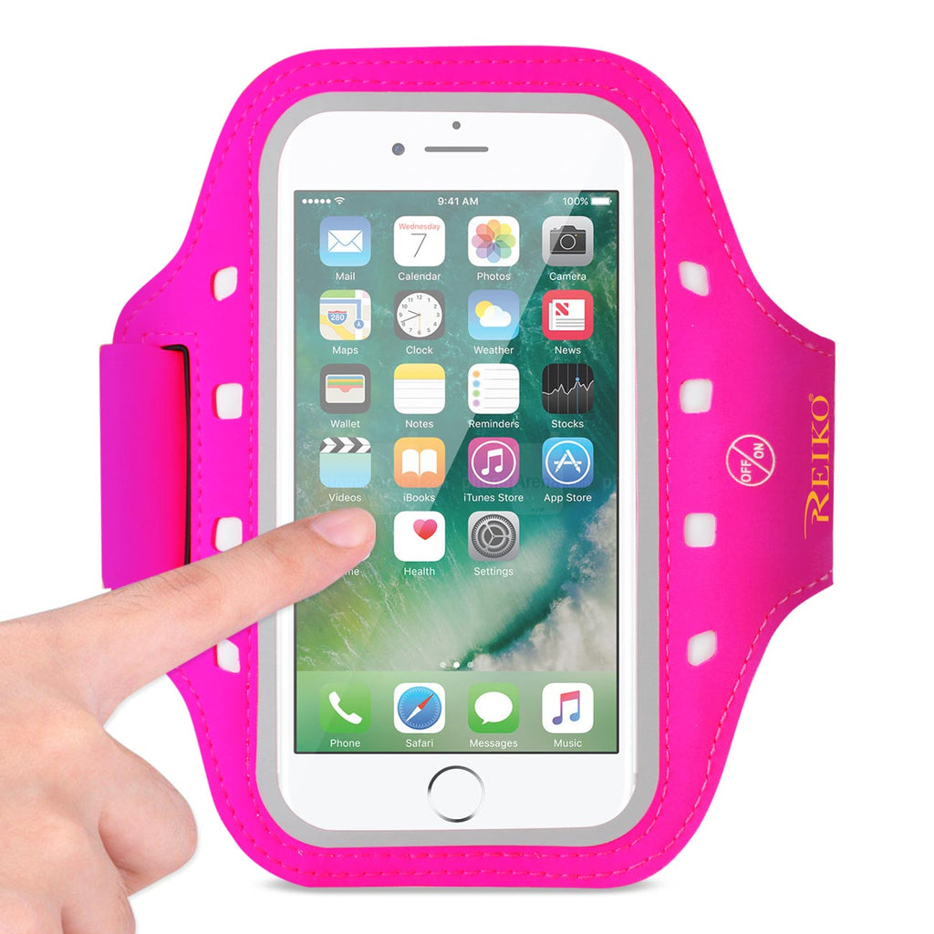 Reiko Running Sports Armband for iPhone 7/ 6/ 6S or 5 Inches Device with LED in Pink (5X5 Inches)