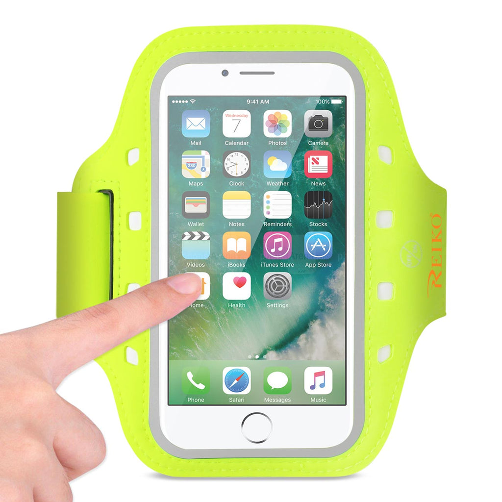Reiko Running Sports Armband for iPhone 7 Plus/ 6S Plus or 5.5 Inches Device with LED in Green (5.5X5.5 Inches)