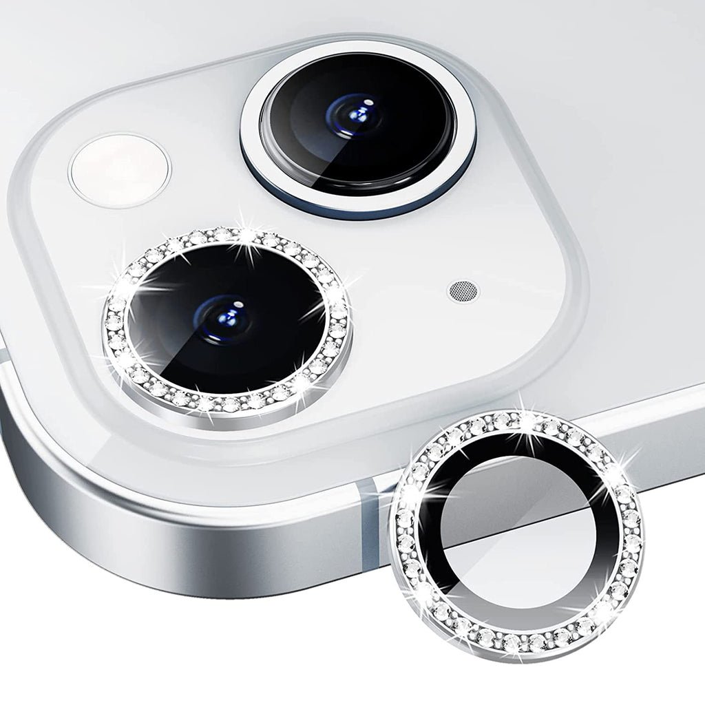 Reiko Diamond Camera Lens Protector, Diamond Tempered Glass Camera Cover Screen Protector for iPhone 14 / iPhone 14 Plus