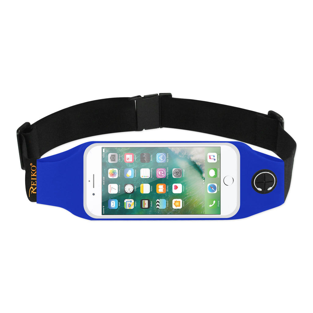 Reiko Running Sport Belt for iPhone 7 Plus/ 6S Plus or 5.5 Inches Device with Two Pockets & LED in Blue (5.5X5.5 Inches)