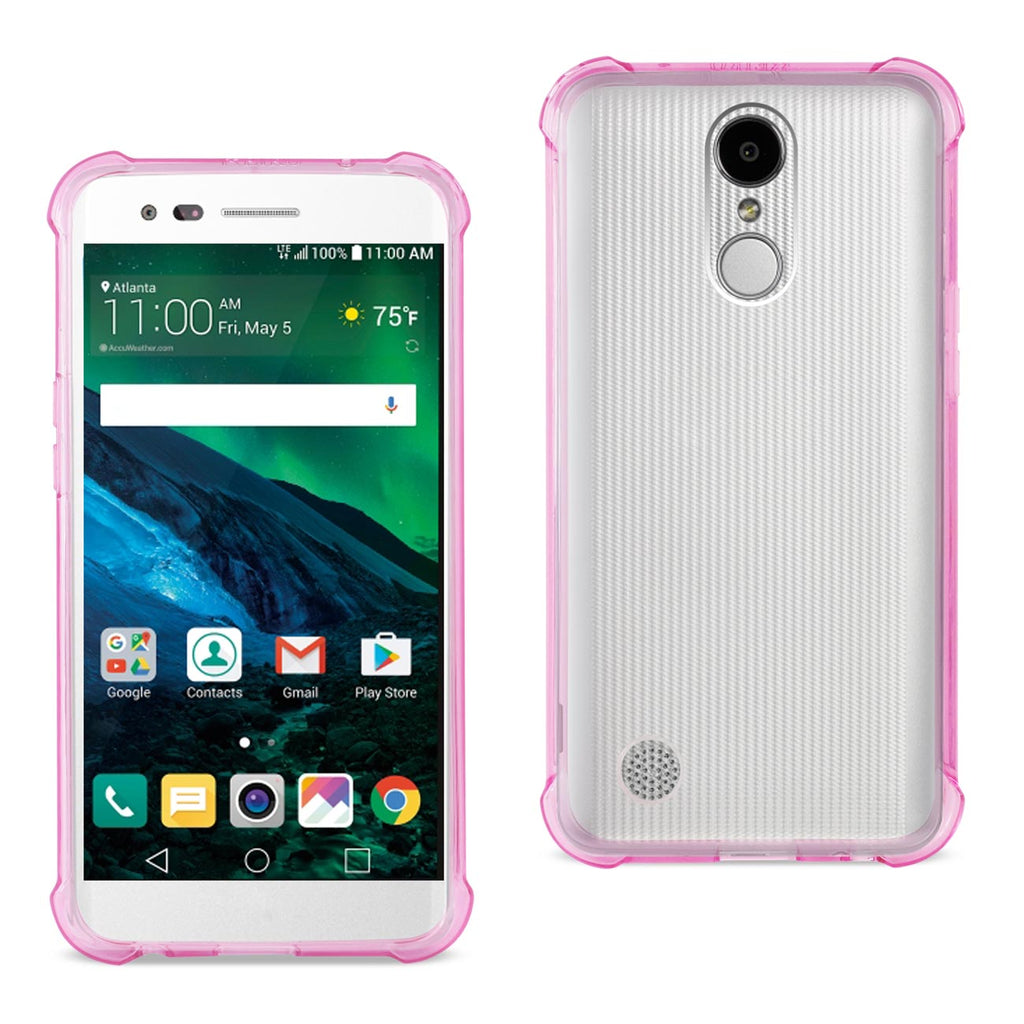 Reiko LG Fortune/ Phoenix 3/ Aristo Clear Bumper Case with Air Cushion Protection in Clear Hot Pink