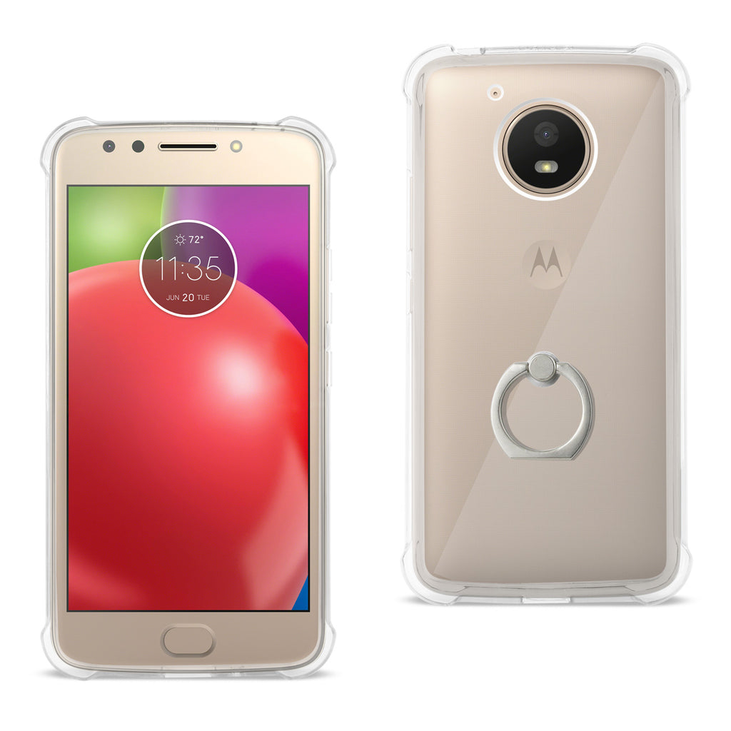 Reiko Motorola Moto E4 Active Transparent Air Cushion Protector Bumper Case with Ring Holder in Clear