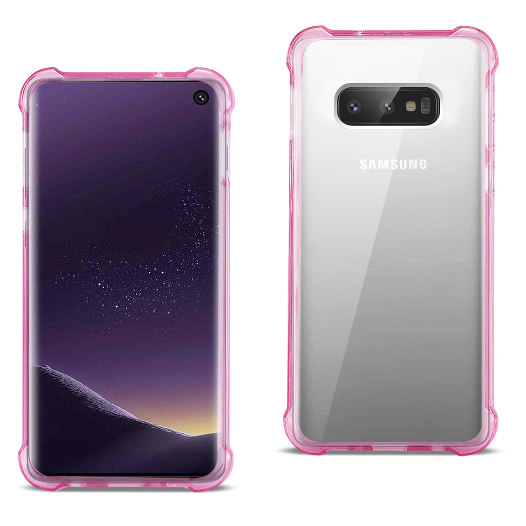 Reiko Samsung Galaxy S10 Lite (S10E) Clear Bumper Case with Air Cushion Protection in Clear Hot Pink