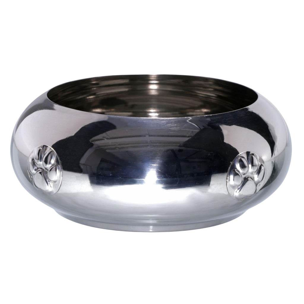 Unspill-a-Bowl® Stainless Steel Dog Bowl - Paws Pattern | No Spill, Long Ears, Slow Feeding, & Travel Bowl