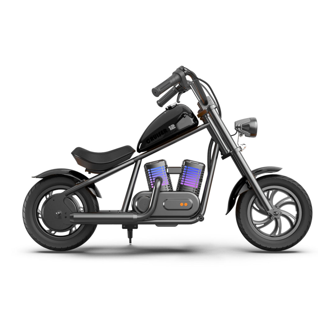 HYPER GOGO Cruiser 12 Plus Kids Electric Motorcycle – Safe Ride-On Motorbike with Fog, Bluetooth Speakers & RGB Lights