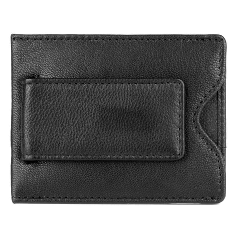 J. Buxton Emblem Front Pocket RFID Blocking Magnetic Leather Money Clip - Black | MaxStrata®