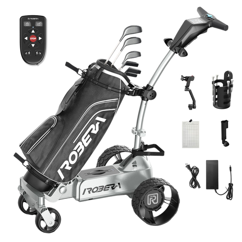 Robera Pro AI Smart Golf Caddy | Electric Follow Cart with Obstacle Avoidance - Silver | MaxStrata®