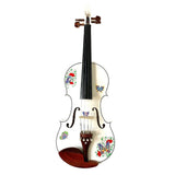 Rozanna's Violins Butterfly Dream II Bejeweled White Violin Outfit with Greco & Carbon Fiber Bow 4/4 | Includes Bow, Rosin, Case & Strings | MaxStrata®