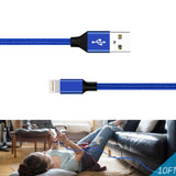 Reiko 1.7A 10Ft USB Cable for IOS in Blue | MaxStrata