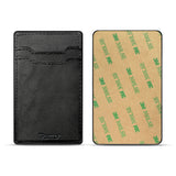 Reiko Leather Adhesive Pocket Card Holder with Two Slots in Black | MaxStrata