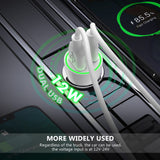 Reiko 12W 2.4A Dual USB Car Adapter in White | MaxStrata