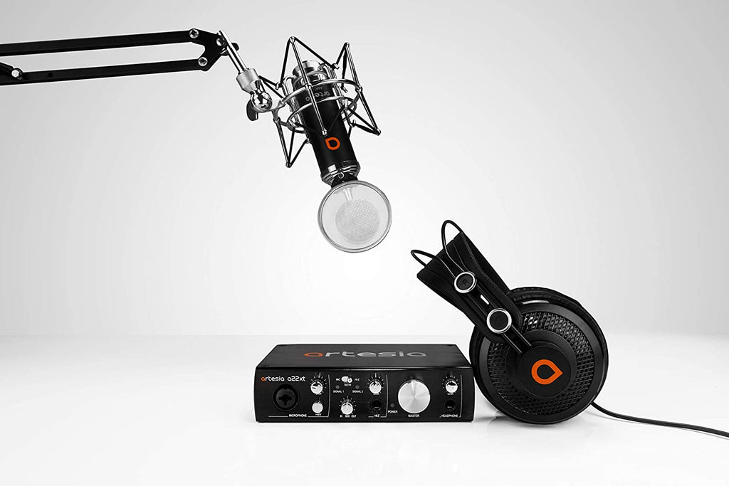 Artesia Big Easy Podcast, Gaming & Streaming Bundle | Mic + Boom Mic Stand + A22xt Interface + Headphones + Shock Mount & Pop Filter