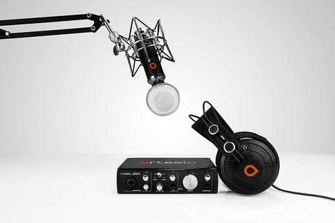 Artesia Big Easy Podcast, Gaming & Streaming Bundle | Mic + Boom Mic Stand + A22xt Interface +  Headphones + Shock Mount & Pop Filter | MaxStrata®