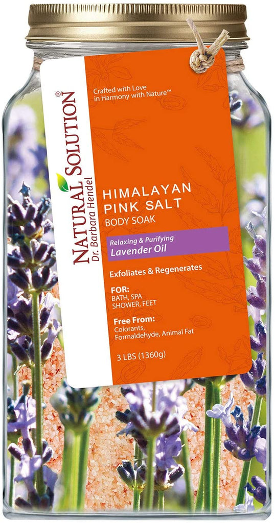 Natural Solution Pink Himalayan Bath Salt Body & Muscle Relief Soak - Lavender - 3 Lbs