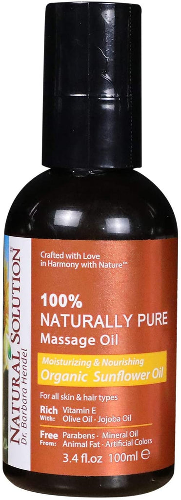 Natural Solution 100% Naturally Pure Massage Oil - Moisturizing & Nourishing Sunflower Oil - 3.4 oz