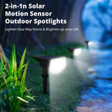 WBM Smart LED Solar Landscape Spotlights - 2 Pack, 2-In-1 Wireless Outdoor Solar Powered Wall Lights | MaxStrata®