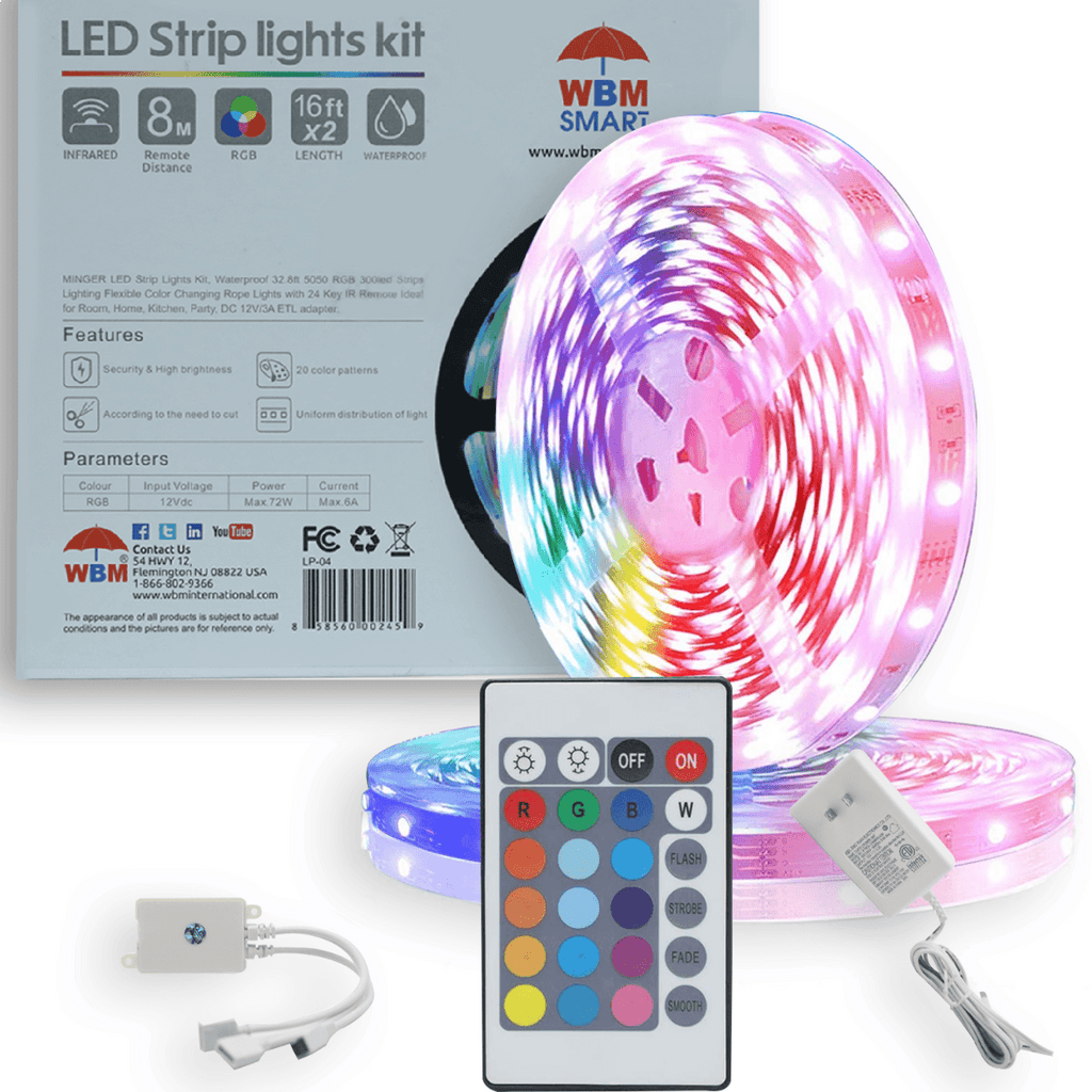 WBM Care Smart Wi-Fi LED Strip Light 16.4 ft - 2 Pack (32.8 ft), Color Changing RGB Light Strip