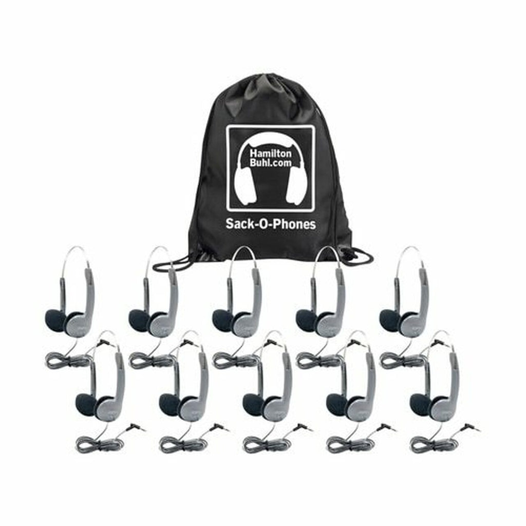 HamiltonBuhl Sack-O-Phones, 10 HA1A Personal Headsets, Wire Head Band Foam Ear Cushions