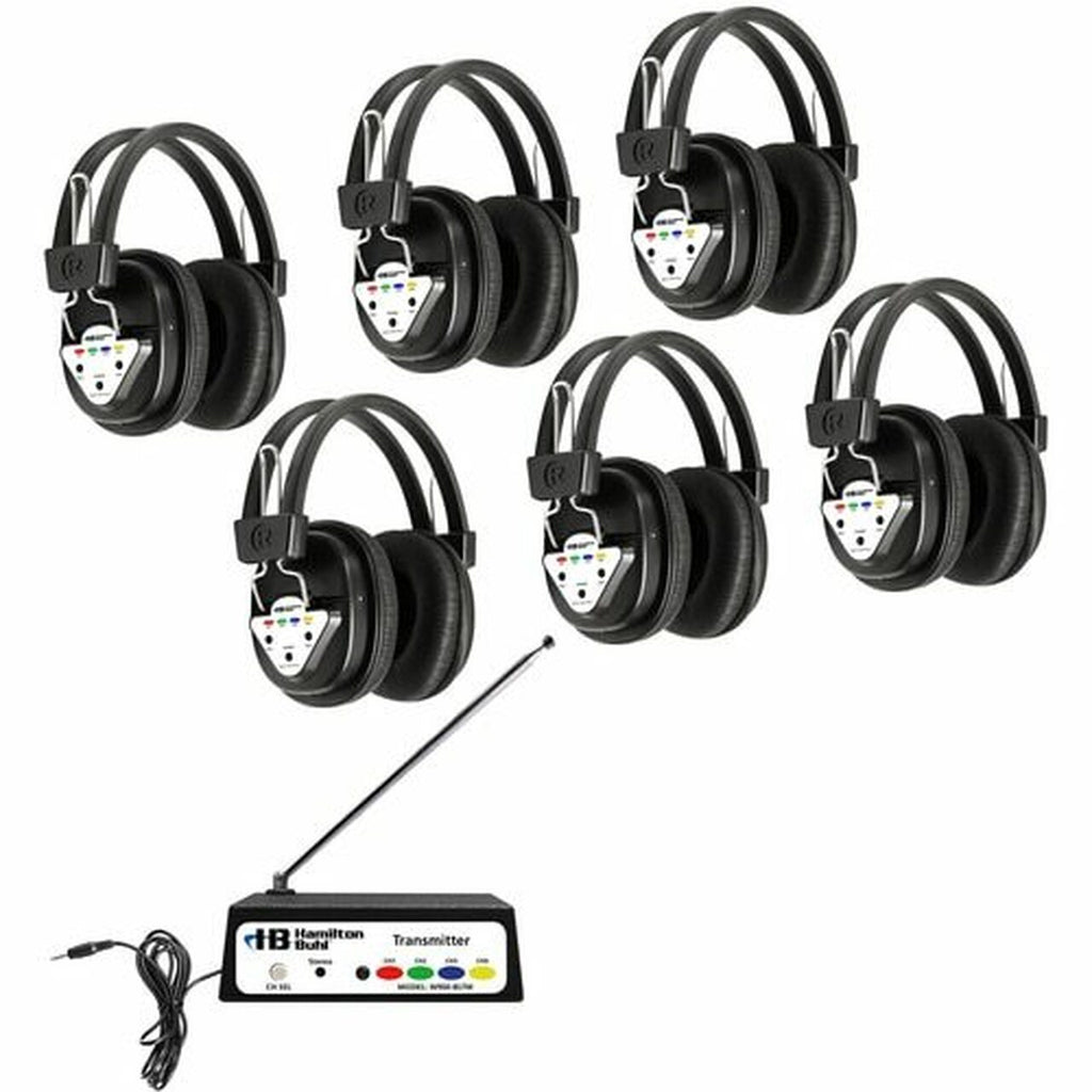 HamiltonBuhl Wireless Listening Center, 6 Station with Headphones & Bluetooth Transmitter