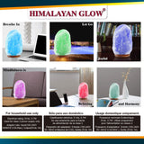 Himalayan Glow Multi-Color USB Salt Lamp with Wooden Neem Base | MaxStrata®