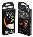 dekaSlides - Earbuds + 2 Pairs Graphics - Geometric Rainbow & Shhh | MaxStrata