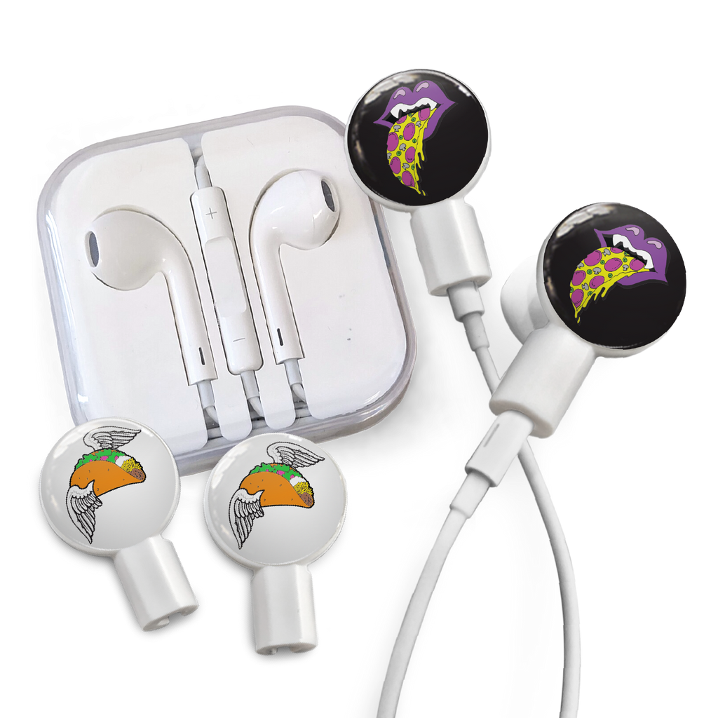 dekaSlides - Earbuds + 2 Pairs Graphics - Pizza Mouth & Winged Taco | MaxStrata