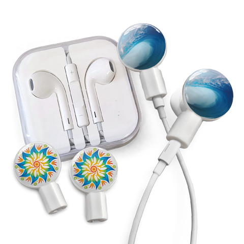 dekaSlides - Earbuds + 2 Pairs Graphics - Earth is Listening & Daisy on Blue | MaxStrata