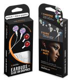 dekaSlides - Earbuds + 2 Pairs Graphics - Geometric Rainbow & Shhh | MaxStrata
