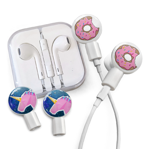 dekaSlides - Earbuds + 2 Pairs Graphics - Donut Bite & Geo Unicorn | MaxStrata