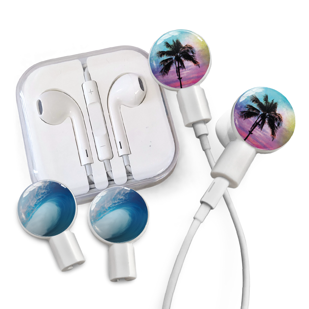 dekaSlides - Earbuds + 2 Pairs Graphics - Palm Paradise & Tubular Wave | MaxStrata