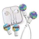 dekaSlides - Earbuds + 2 Pairs Graphics - Earth is Listening & Daisy on Blue | MaxStrata