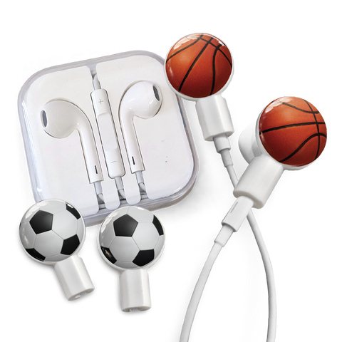 dekaSlides - Earbuds + 2 Pairs Graphics - Basketball & Soccer Ball | MaxStrata