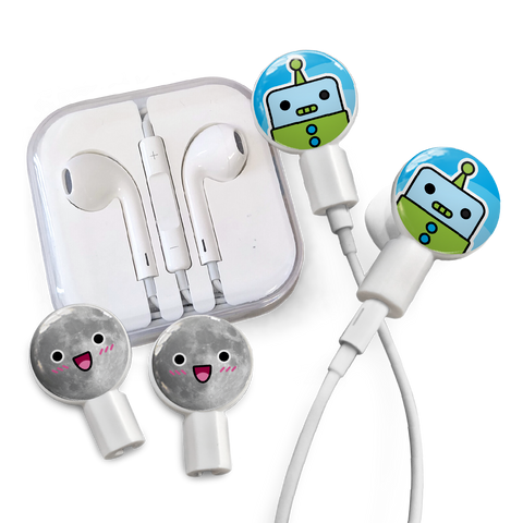 dekaSlides - Earbuds + 2 Pairs Graphics - Robot & Happy Moon | MaxStrata