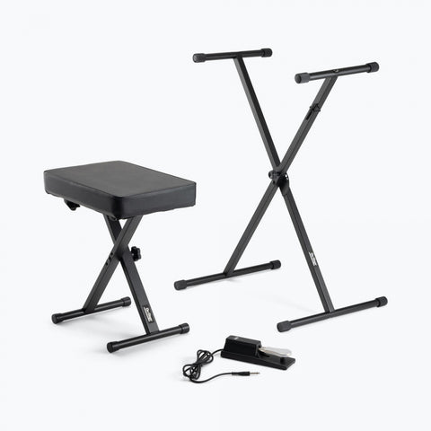 On-Stage Stands Keyboard Stand and Bench Pack with Keyboard Sustain Pedal (KPK6550) | MaxStrata®