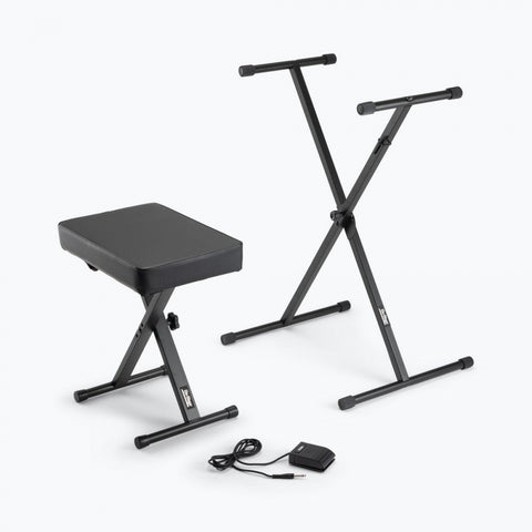 On-Stage Stands Keyboard Stand and Bench Pack with Keyboard Sustain Pedal (KPK6520 CB) | MaxStrata®
