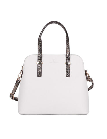 Karla Hanson Dome Shaped Grace Women's Satchel Bag - Ivory Python | MaxStrata®