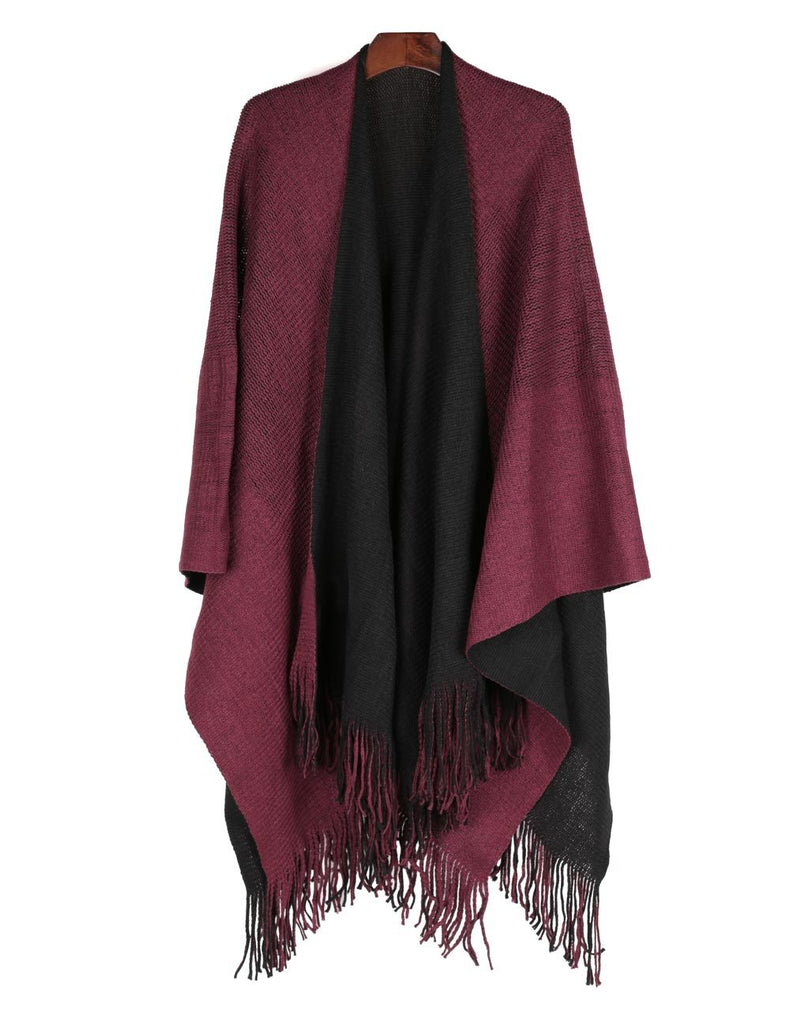 Karla Hanson Women's Reversible Knit Poncho Shawl | MaxStrata®